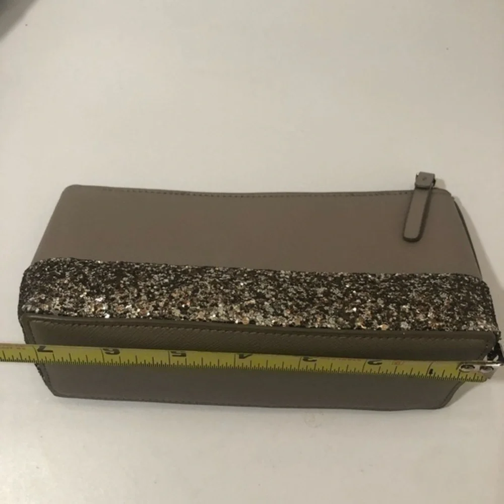 Kate spade gray glitter cosmetic pouch bag